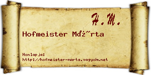 Hofmeister Márta névjegykártya